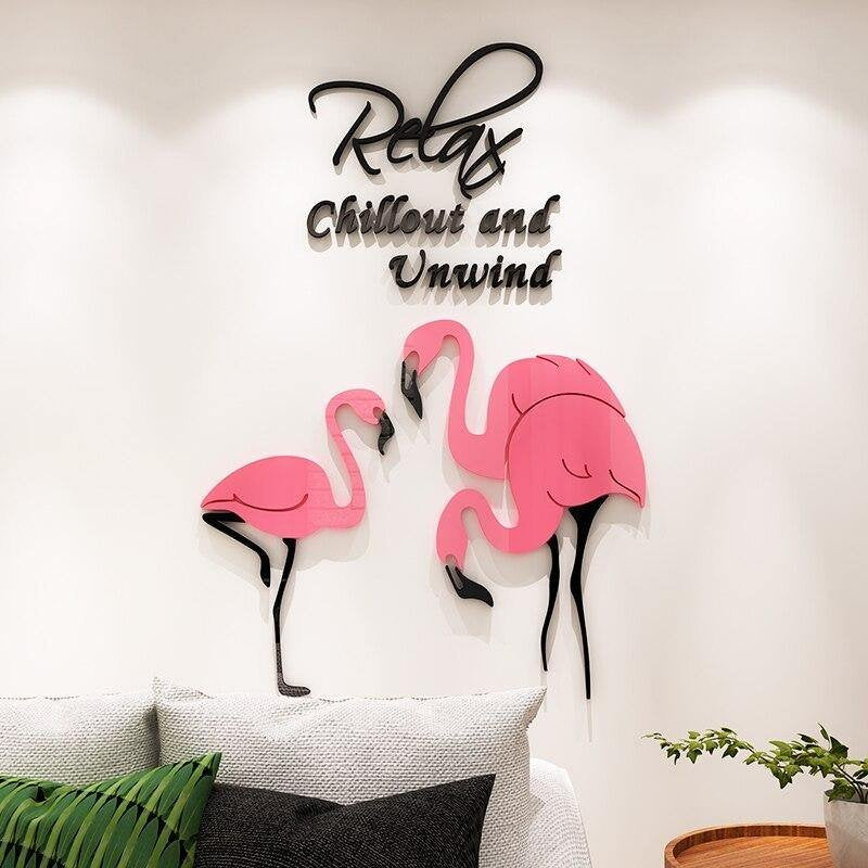 Ostrich/Fleming with Relax written Acrylic Wall Art