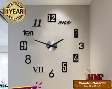 WOODEN DIY CLOCK WITH 12 INCHES NEEDLES