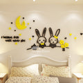 Kitties with Flowers and Moon Hut Wall Art