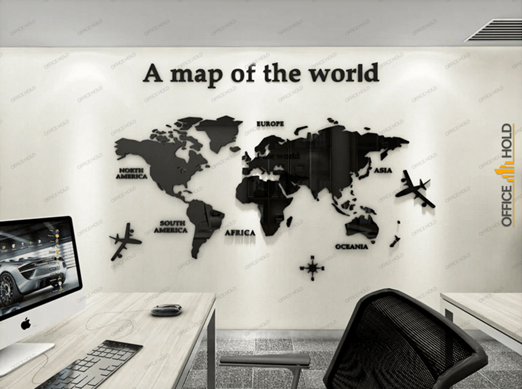 Hot! World Map 3D Design Wall Art