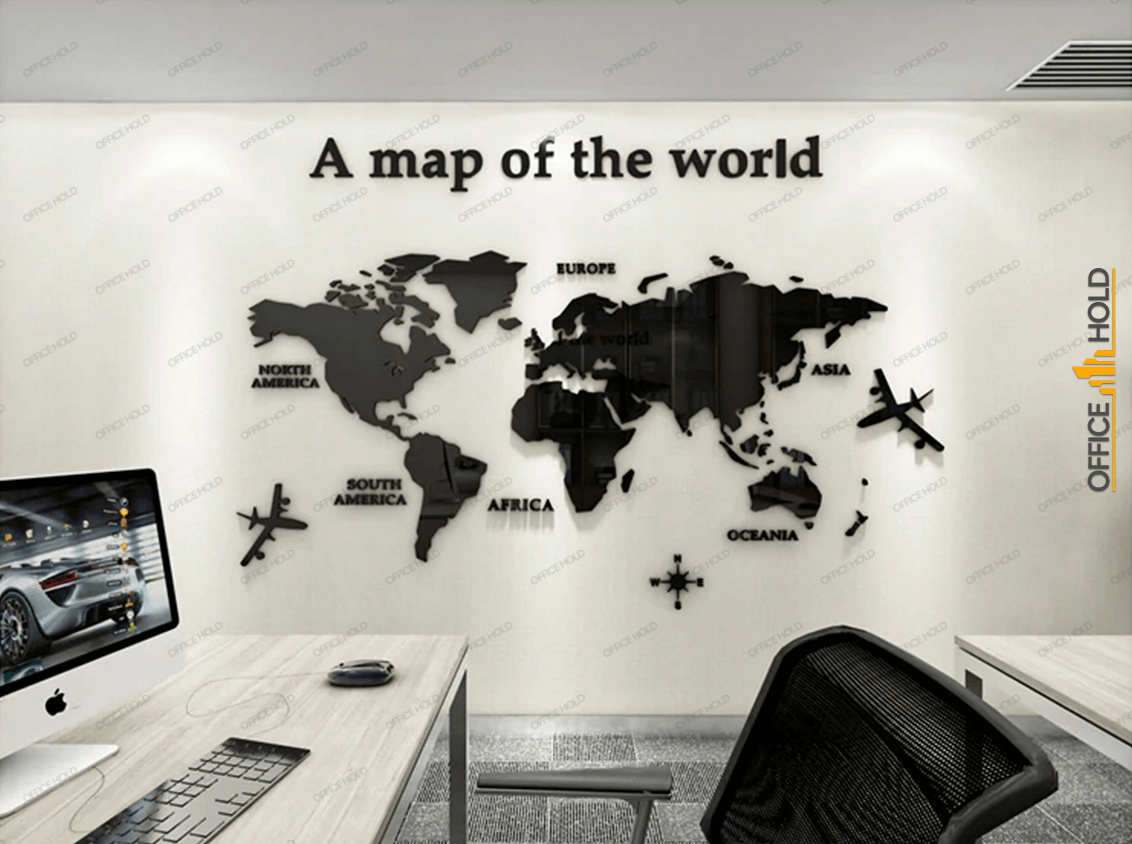 Hot! World Map 3D Design Wall Art