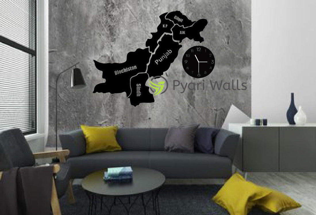 Pakistan Map Wall Clock with Rope Light (large)