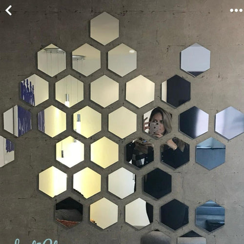 Acrylic Hexagon wall decor Acrylic  Mirror(Silver) - Wall Decor