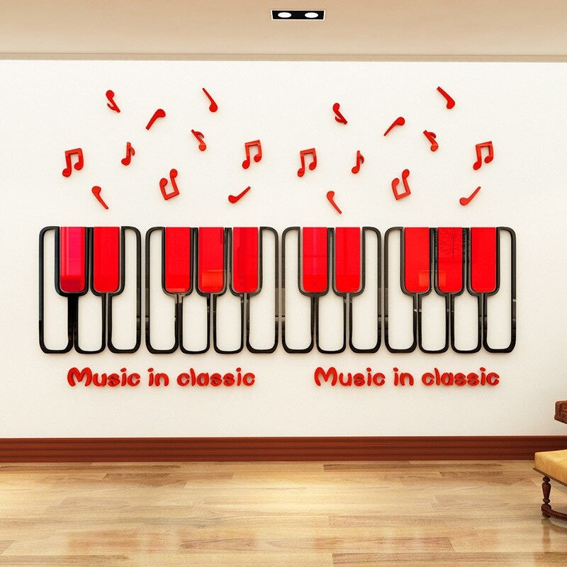 Piano with sound waves Wall Art