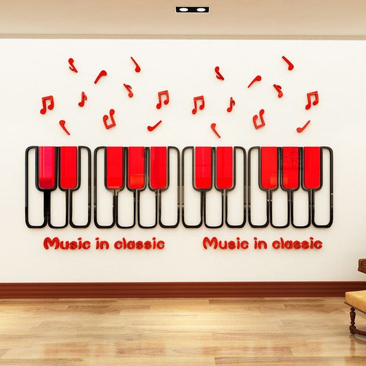 Piano with sound waves Wall Art
