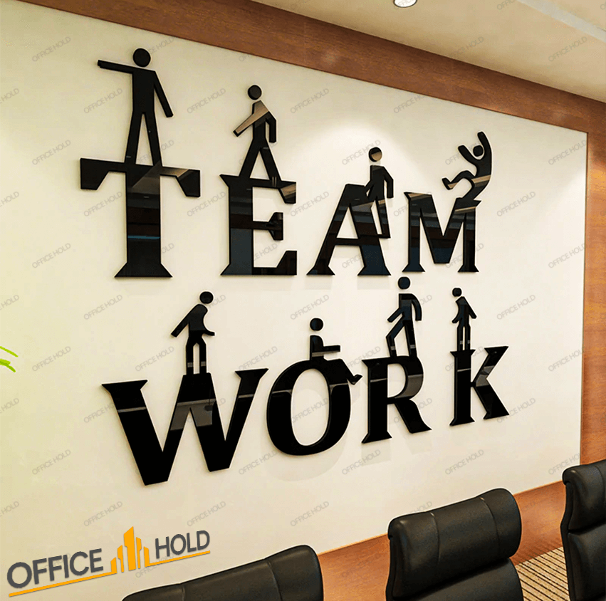 Teamwork 3D Creative Office Decor - Wall Decorations - Shiny Acrylic