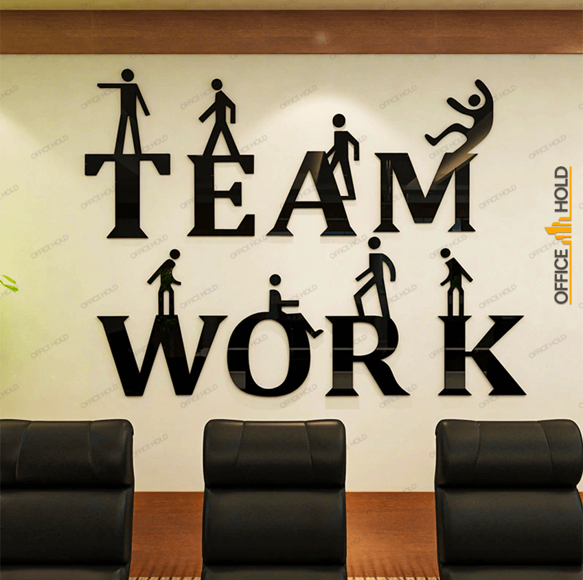 Teamwork 3D Creative Office Decor - Wall Decorations - Shiny Acrylic