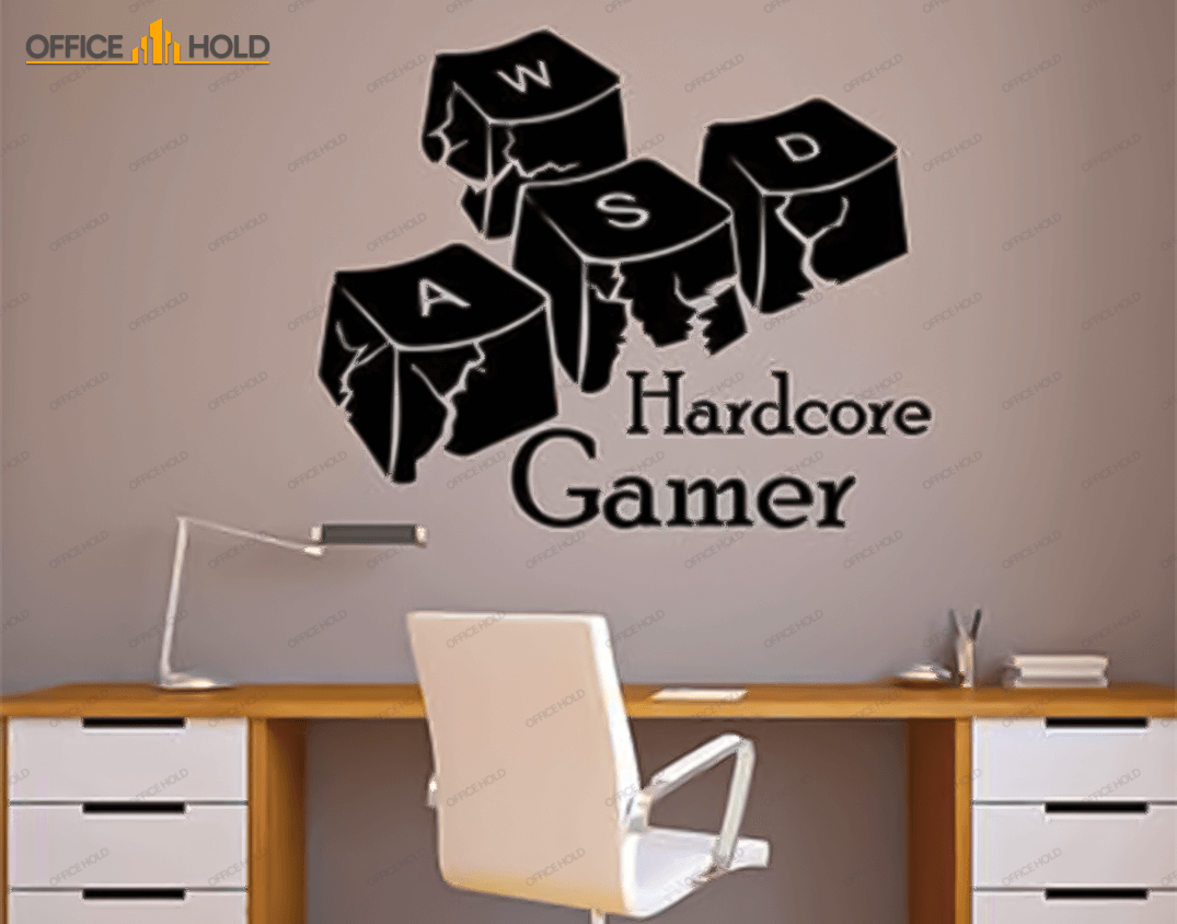 Hardcore Gamer WASD Keyboard Keys Gamer Room Sign