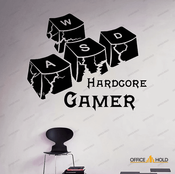 Hardcore Gamer WASD Keyboard Keys Gamer Room Sign
